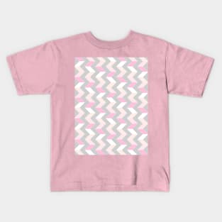 Chevron Geometric Pattern, Pink and Grey Kids T-Shirt